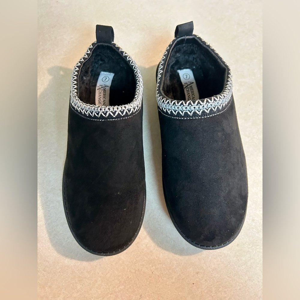 American Exchange Clogs Mules Platform Black Slippers Slip Ons Size 7